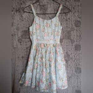 Knitworks Light Blue Floral Lace Spaghetti Strap Dress